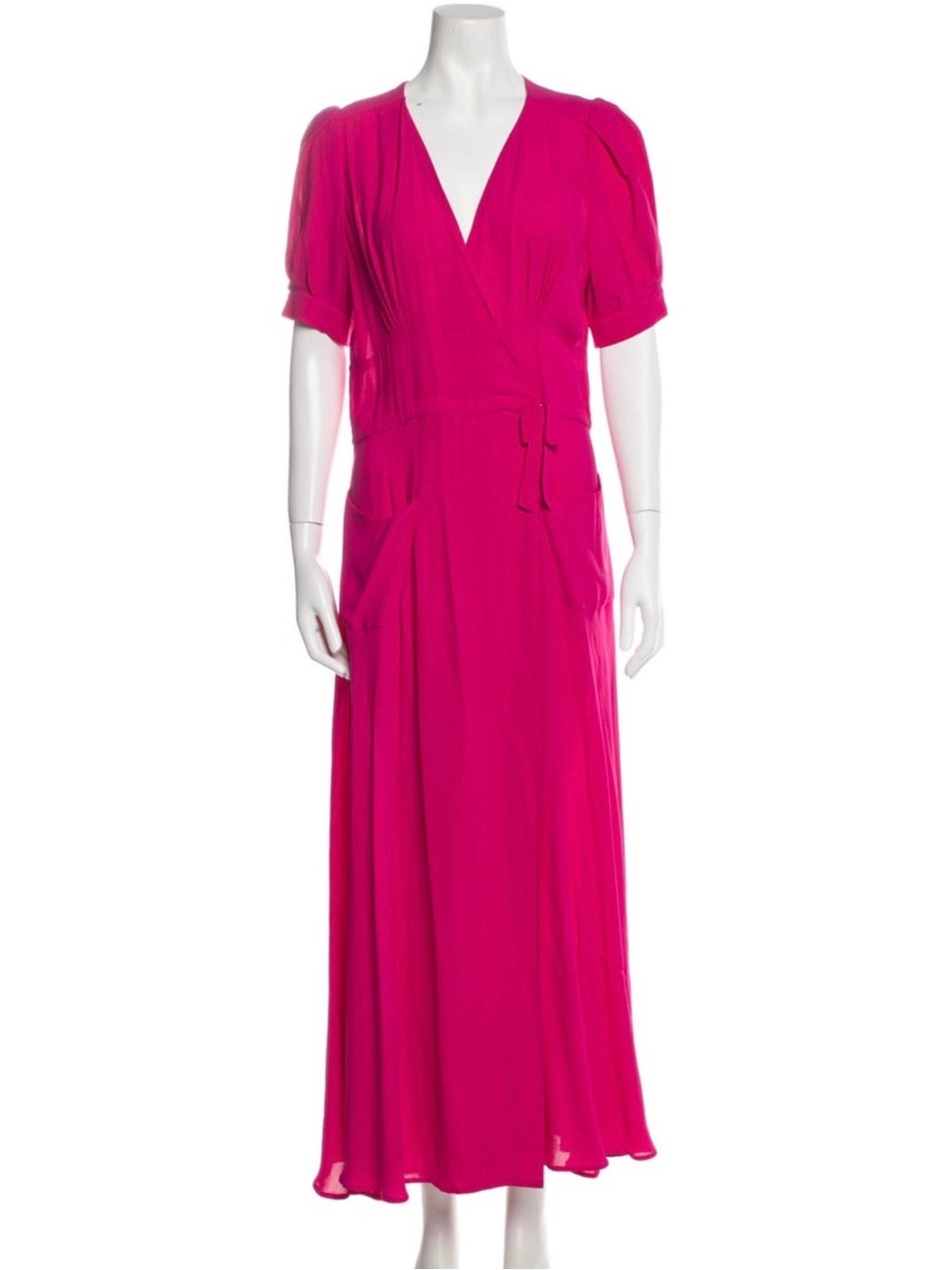 Balenciaga Hot Pink Wrap-Style Maxi Dress